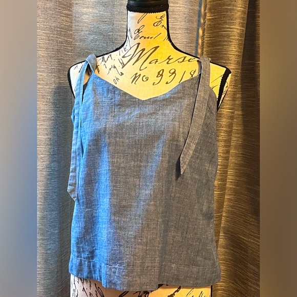J. Crew Chambray Denim Tie Top - Picture 1 of 5